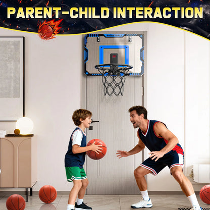 Indoor Basketball Hoop for Kids, Mini Basketball Hoop with Electronic Scoreboard, Sounds, over the Door Basketball Game Toys Gifts 3 Balls for Kids & Adults